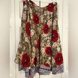 Darn Good Yarn Reversible Sari Wrap Maxi Skirt. Fits Sizes 14-20. Warm Tones.